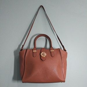 Ralph Lauren Satchel Hand Bag Cognac Color